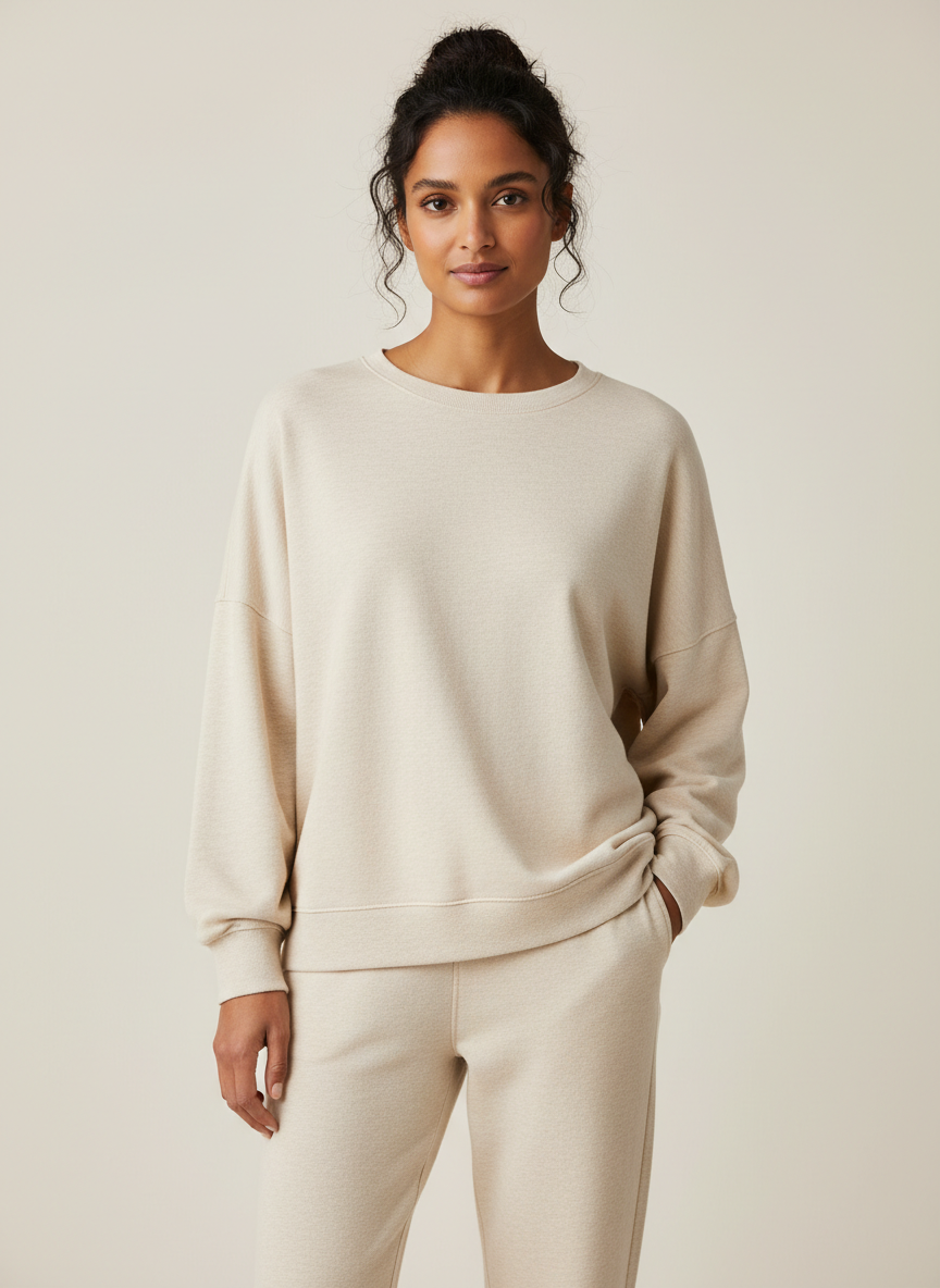 Vera Cloud-Knit Slouchy Sweatshirt Medium Oatmeal Main Image