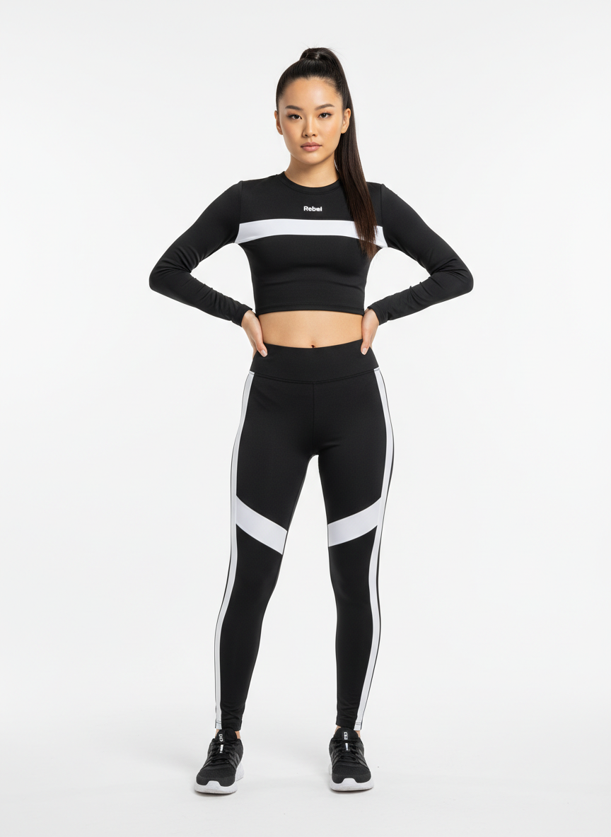 Rebel Colorblock Track Legging Medium Black/White Main Image