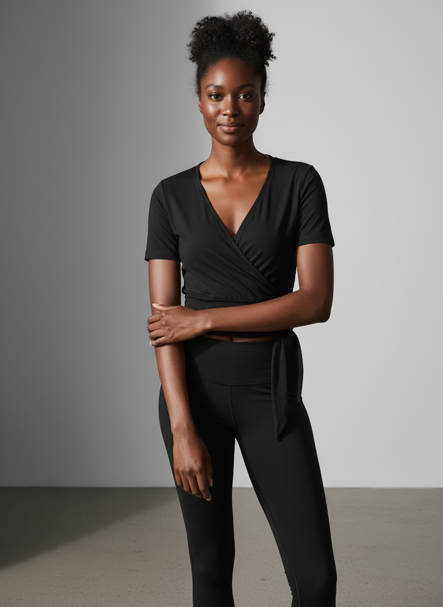Vera Layering Wrap Top Medium Black Main Image