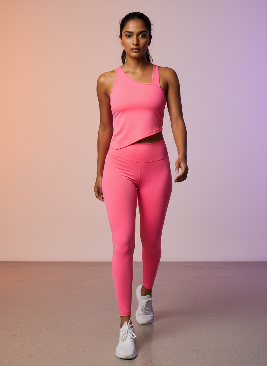 Rebel Asymmetrical Performance Tank Small Neon Pink Main Image