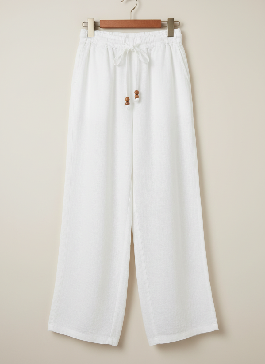 Vera Breezy Linen Pant Medium White Main Image