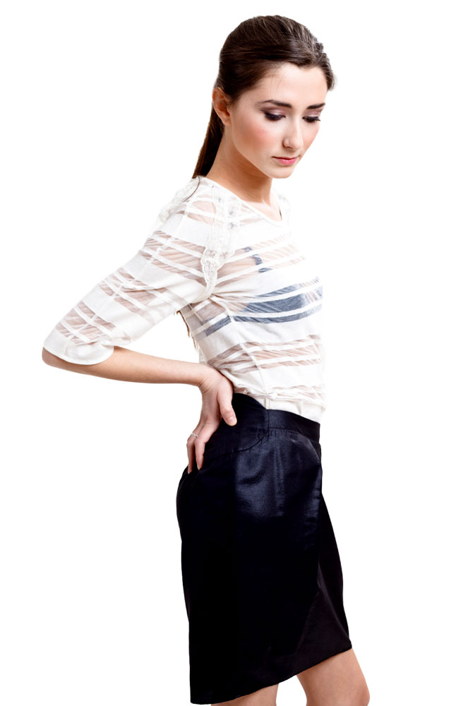 Hermitage Black Satin Overlay Skirt Main Image