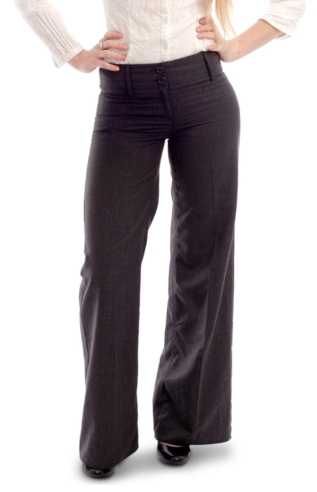 Versatil Black Flared Formal Pants Main Image