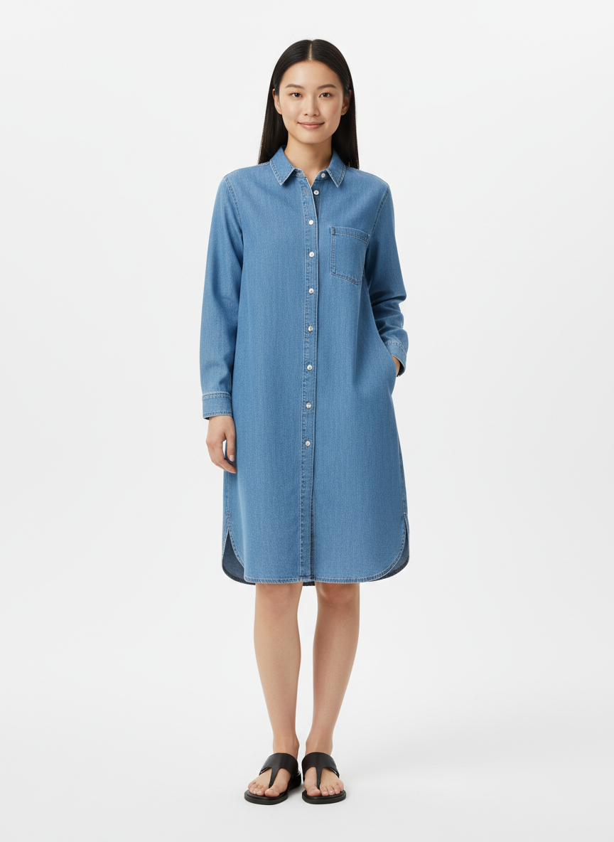 Rebel Denim Shirt Dress X-Large Light Wash Main Image