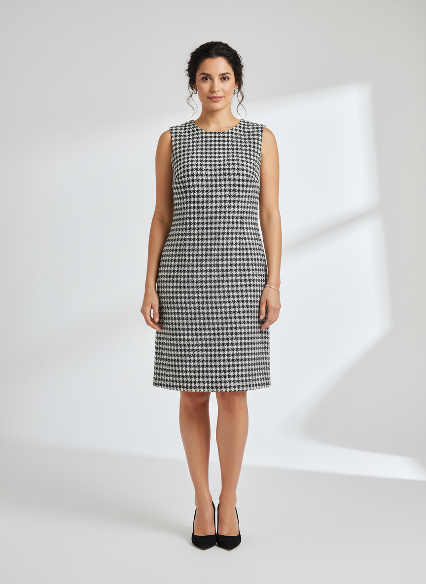 Vera Structured Tweed Shift Small Black/White Main Image
