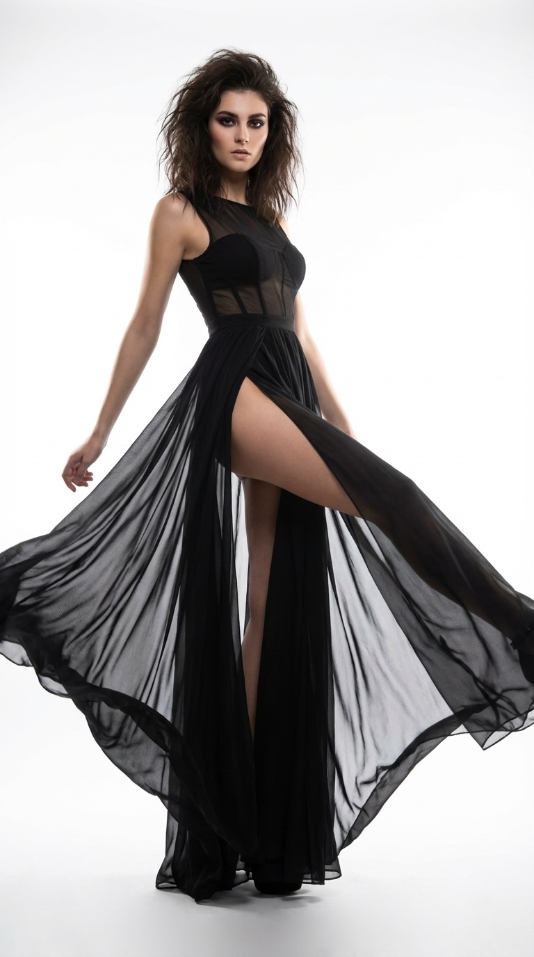 High Slit Chiffon Gown Main Image