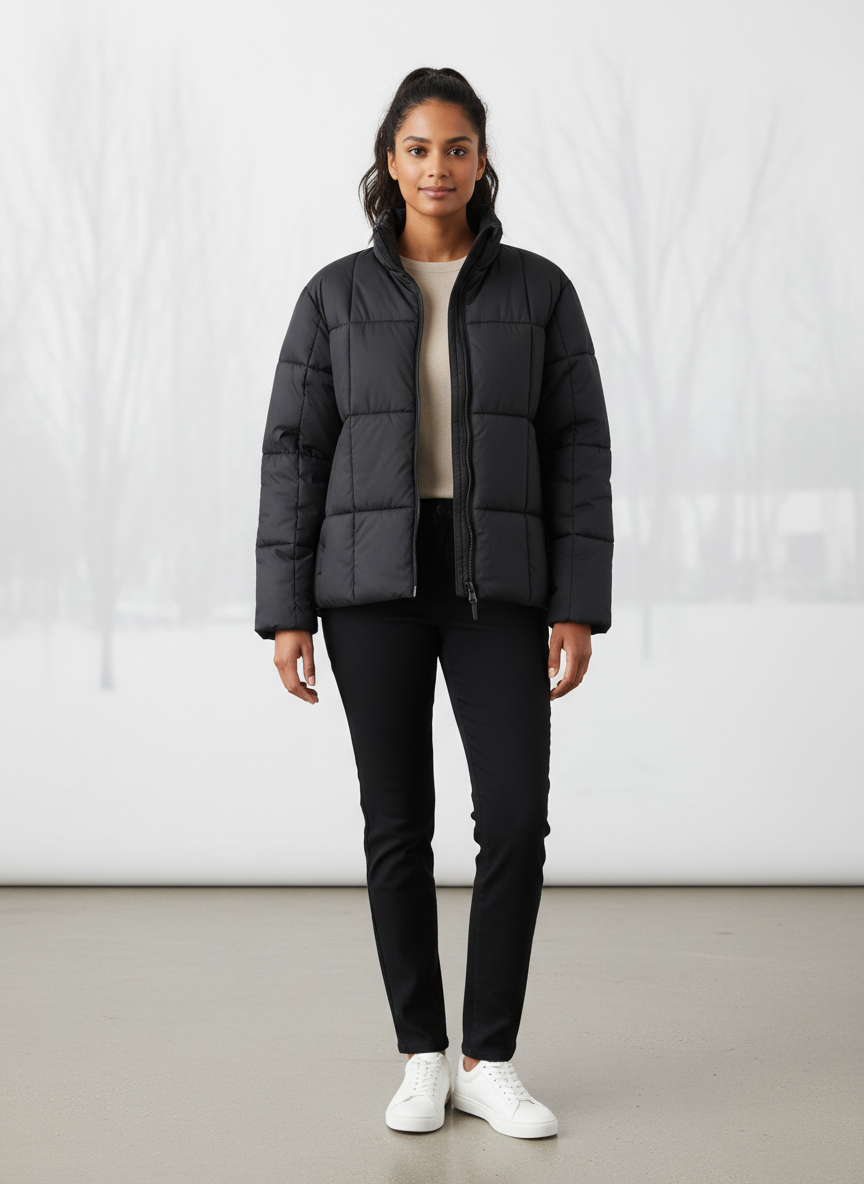 Solstice Quilted Puffer Jacket Medium Black Main Image