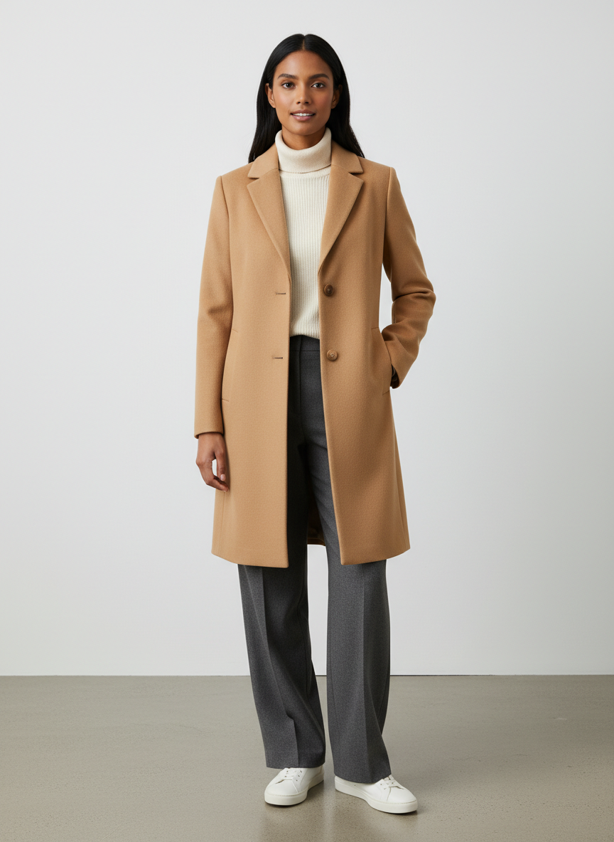 Vera Tailored Wool Topcoat Large Camel Main Image