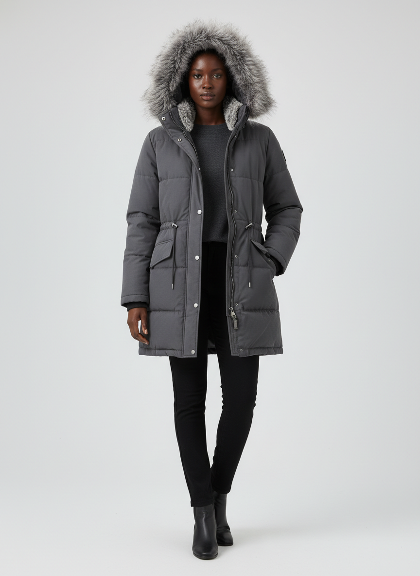 Solstice Faux Fur Trim Parka Medium Charcoal Main Image