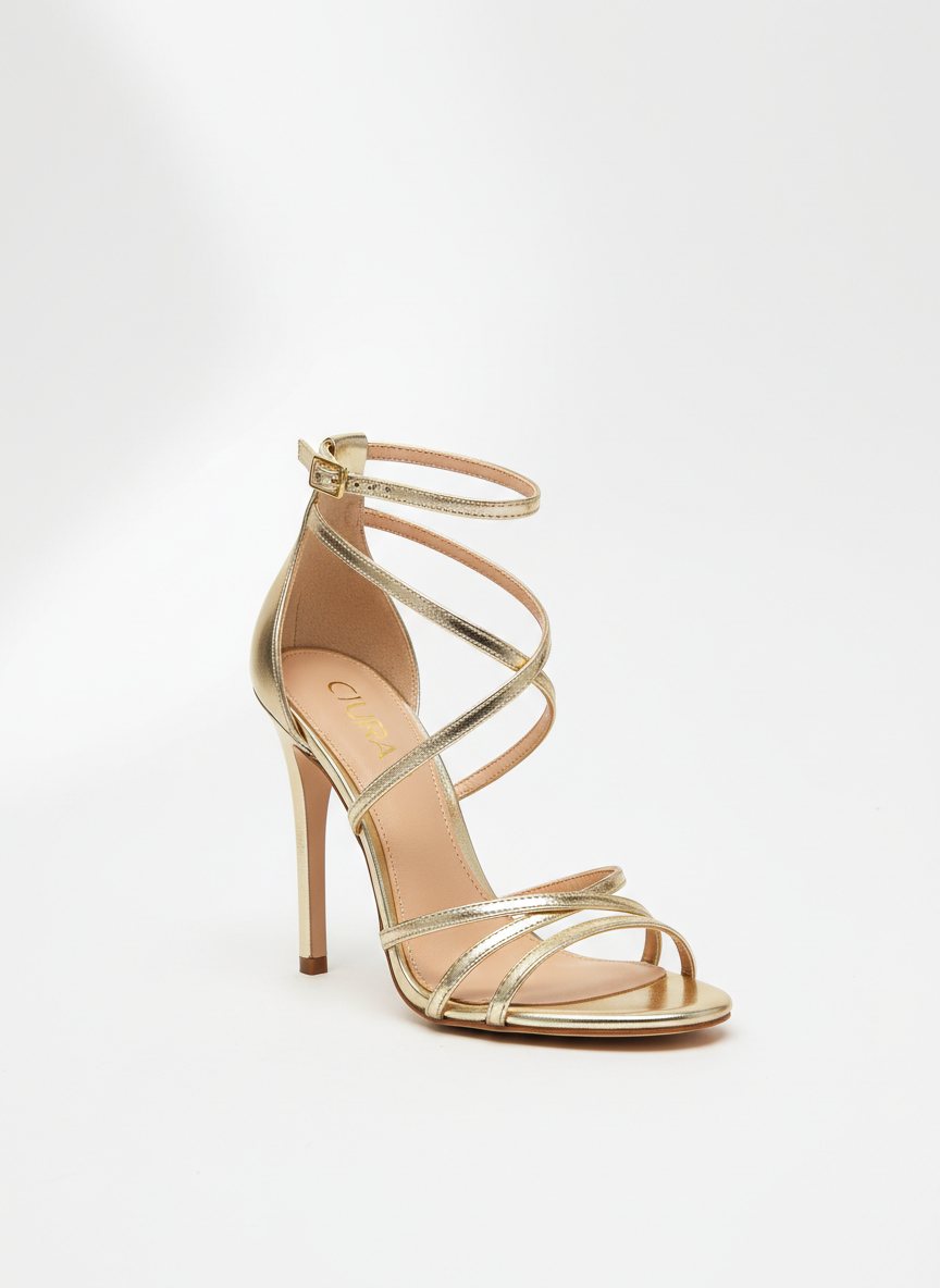 Aura Strappy Evening Heel Size 6 Gold Main Image