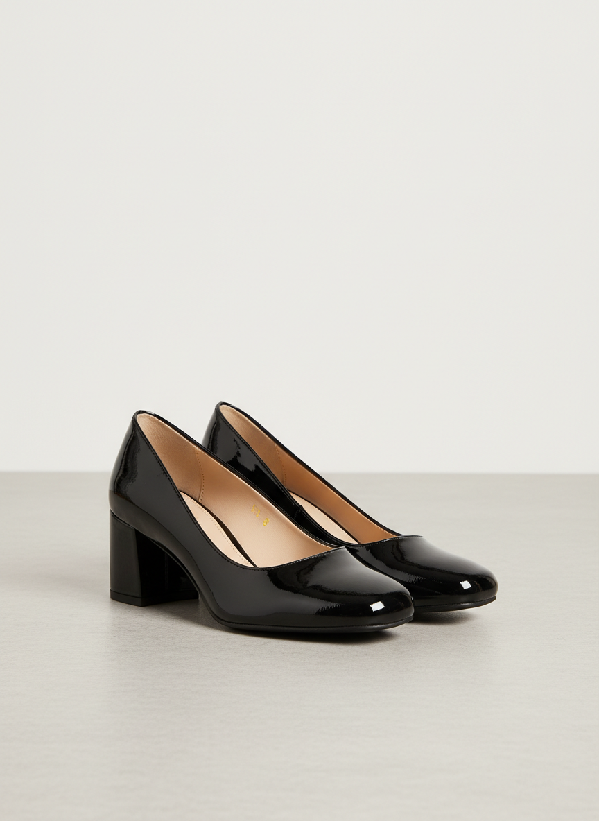 Nova Block Heel Court Shoe Size 6 Black Main Image