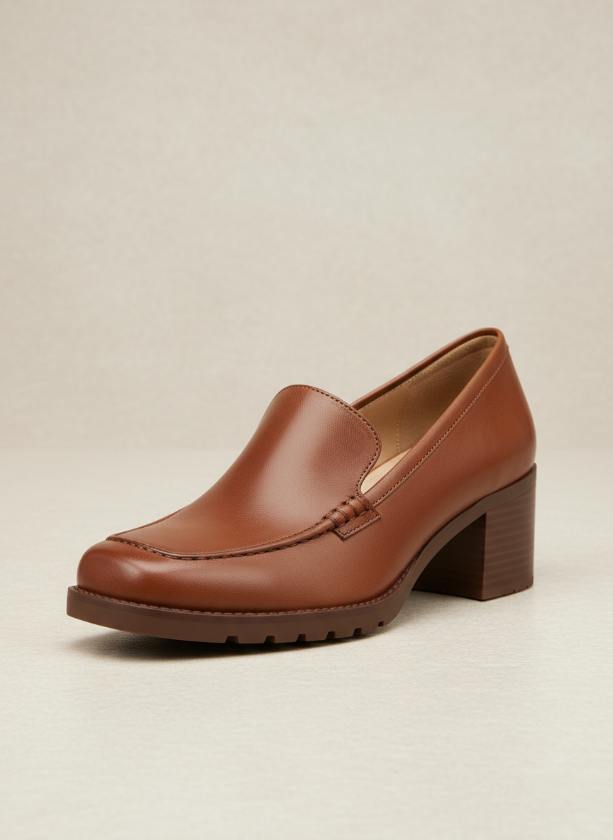 Solstice Chunky Heel Loafer Size 7 Brown Main Image