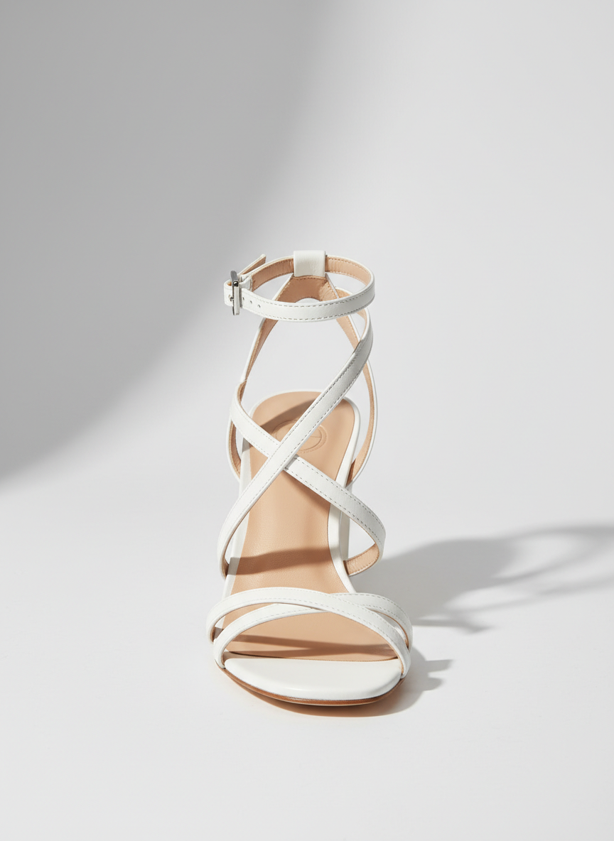 Lumina Asymmetrical Strap Heel Size 7 White Main Image