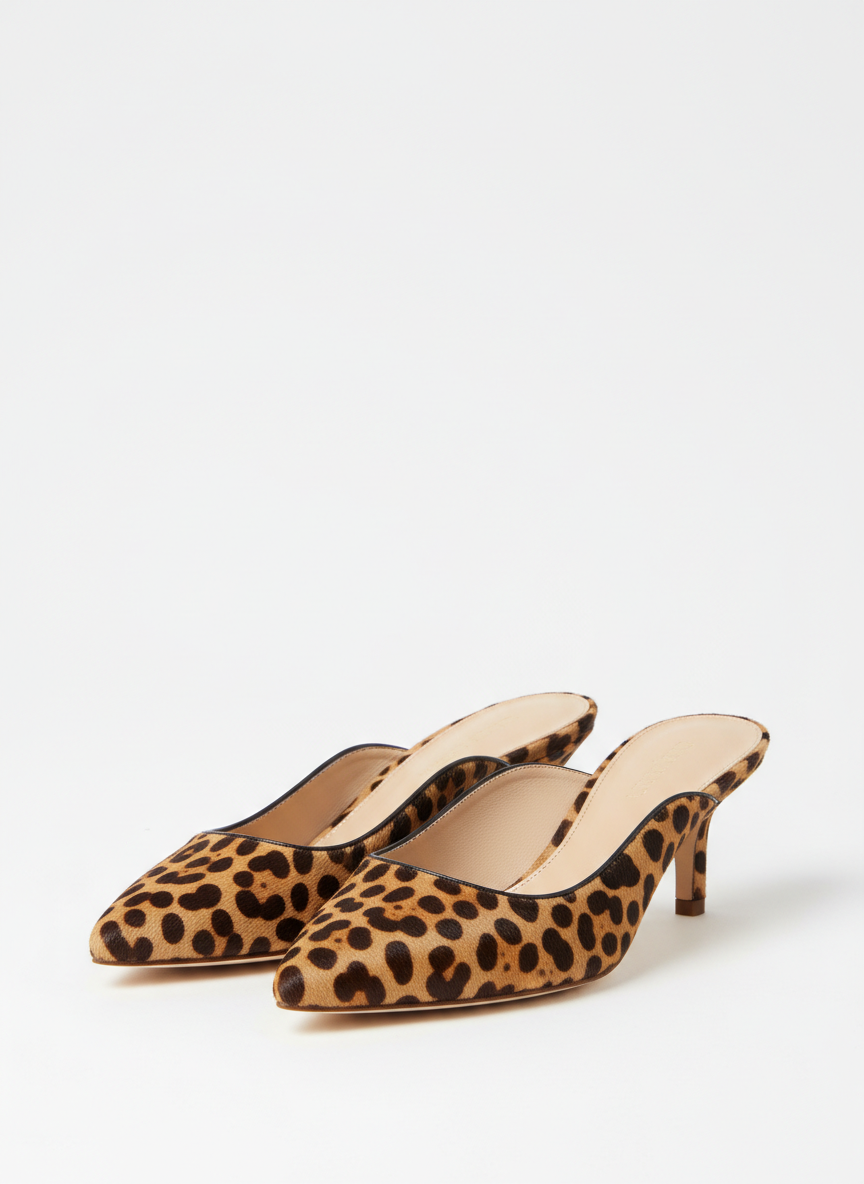 Vera Kitten Heel Mule Size 8 Leopard Print Main Image