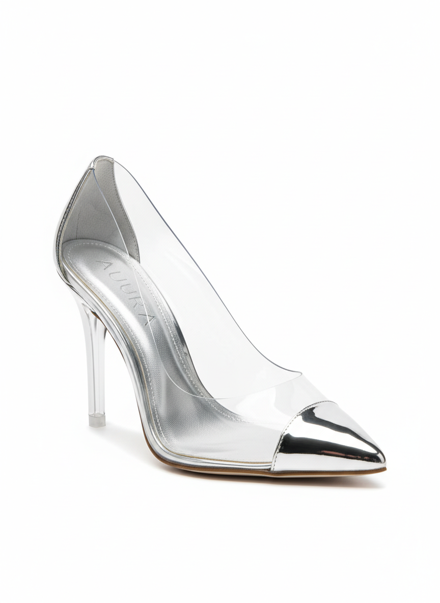 Aura Clear Lucite Pump Size 8 Clear/Silver Main Image