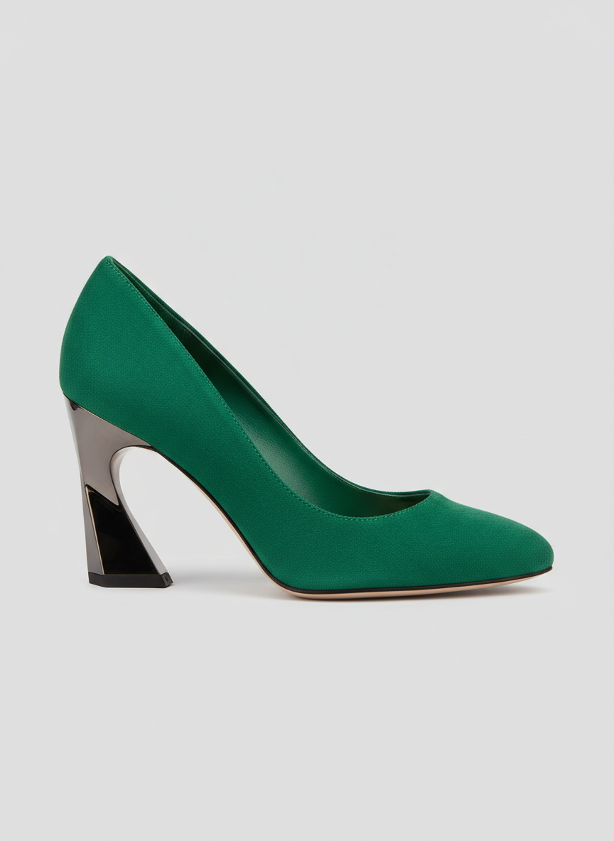 Nova Sculptural Heel Pump Size 7 Emerald Main Image