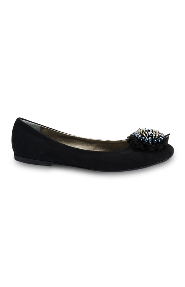 Emery Black Leather Flats Main Image