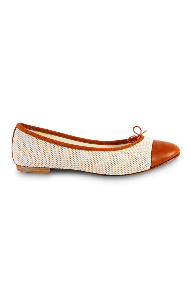 Mayflower White & Brown Patent Leather Flats Main Image