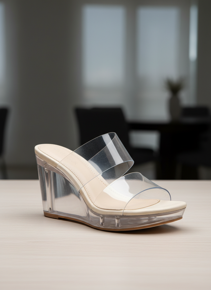 Aura Clear Strap Wedge Size 6 Main Image