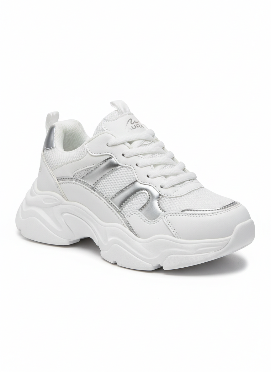 Aura Chunky Dad Shoe Size 6 White/Silver Main Image