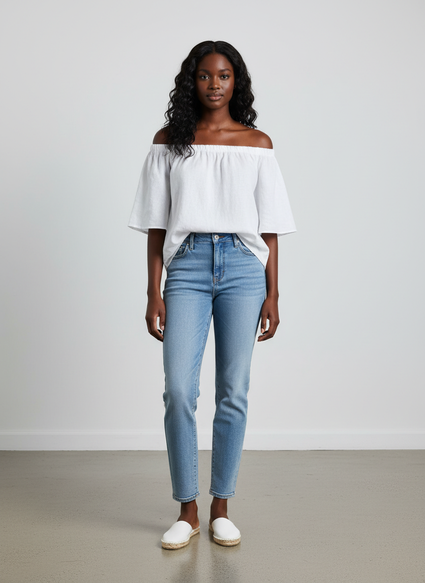 Solstice Off-the-Shoulder Blouse Medium White Main Image