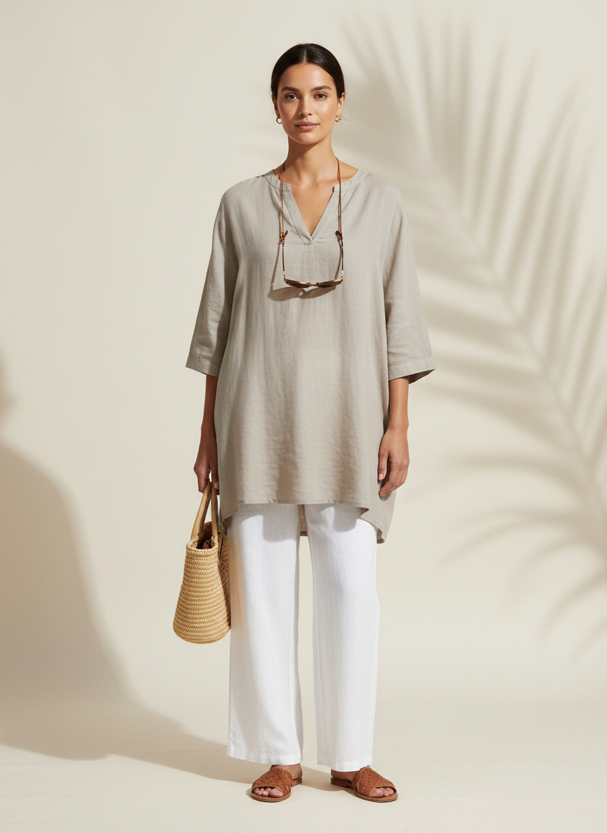Vera Linen Tunic X-Large Stone Main Image